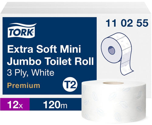 Tualetes papīrs TORK Premium Mini Jumbo 120m 3 - kārtas T2 110255 12 Ruļļi