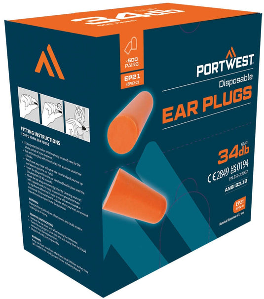 Ear plugs PORTWEST EP21 (500 pairs)