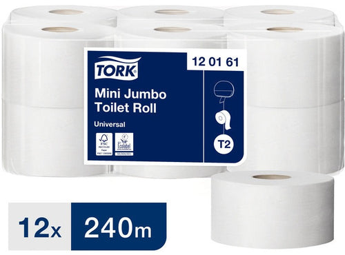 Tualetes papīrs TORK Universal Mini Jumbo 240m 1 - kārta T2 120161 12 Ruļļi