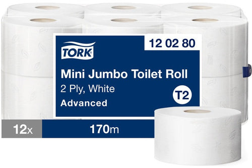Tualetes papīrs TORK Advanced Mini Jumbo 170m 2 - kārtas T2 120280 12 Ruļļi