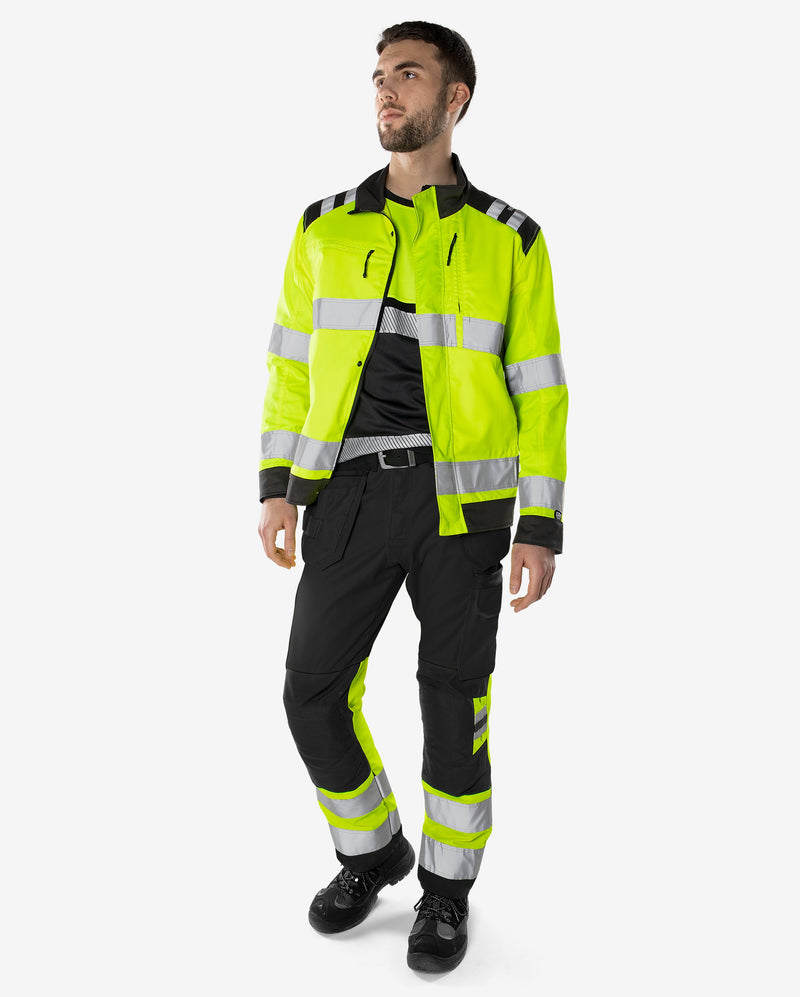 Load image into Gallery viewer, Trousers FRISTADS HIGH VIS GREEN CRAFTSMAN TROUSERS CLASS 1 2640 GPLU

